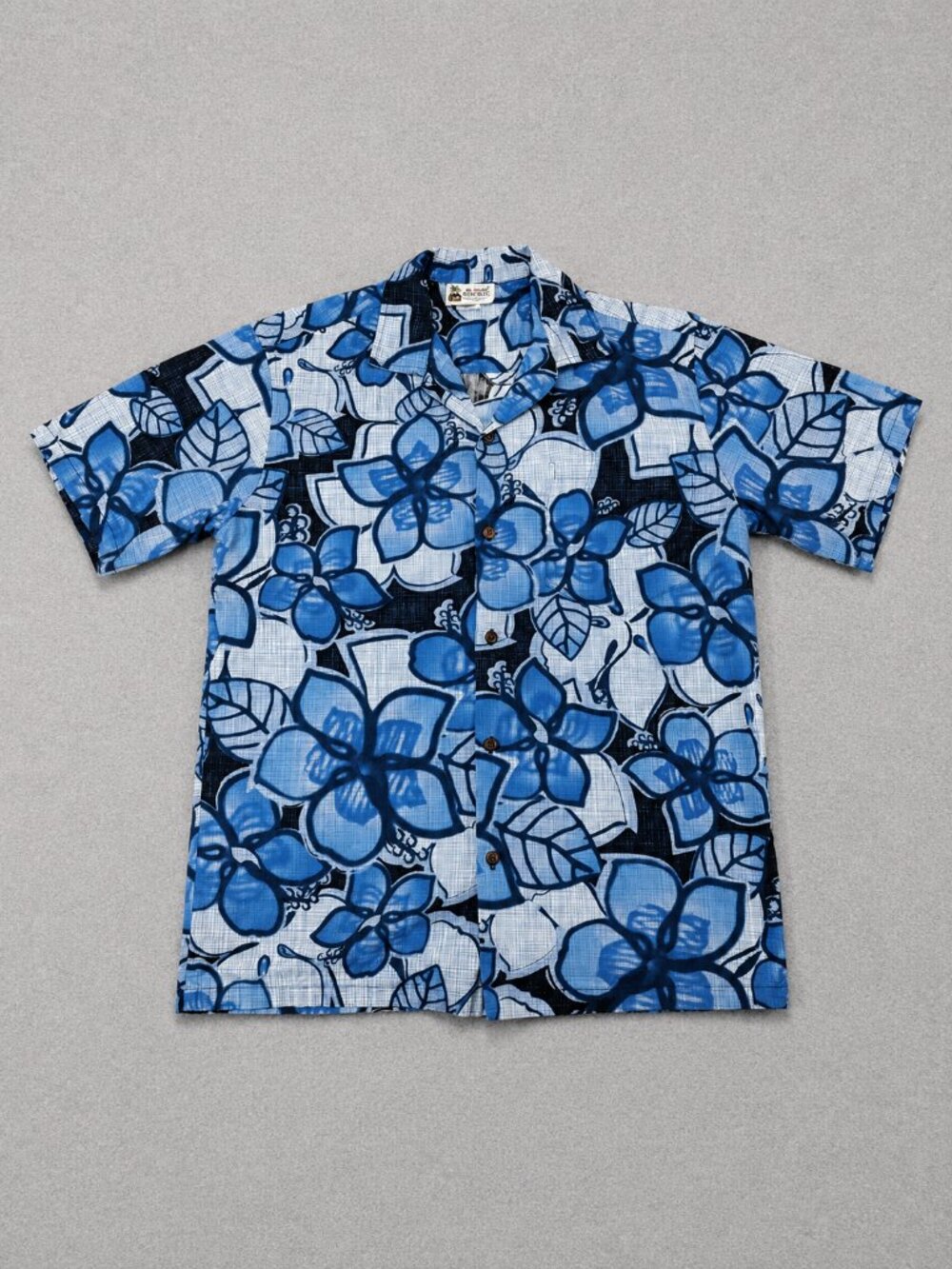 Aloha Republic Mens M Hawaiian Shirt Blue Floral Made Hawaii USA